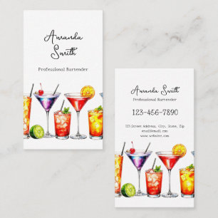 Carte De Visite Cocktails colorés Professional Bartender Business