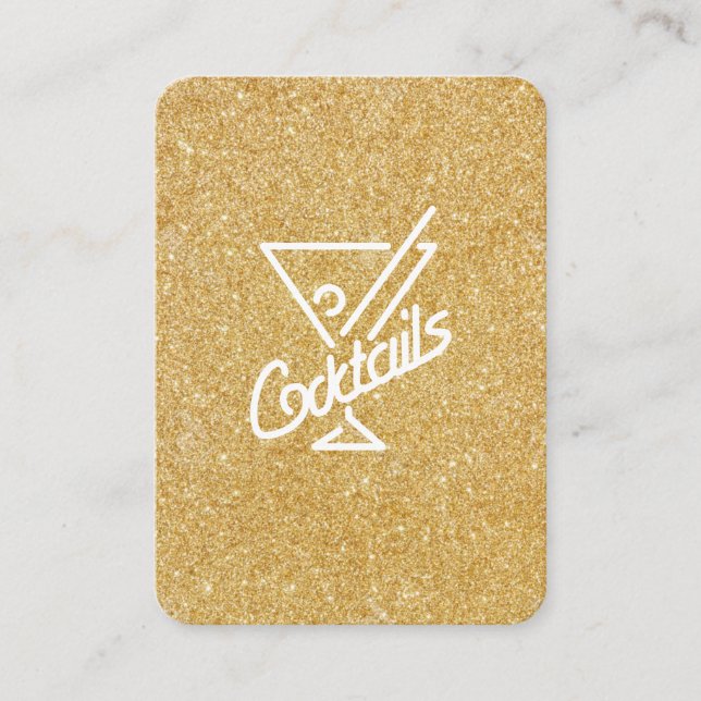 Carte De Visite Cocktails / Glamor Gold Parties scintillant (Devant)