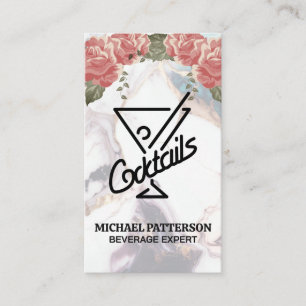 Carte De Visite Cocktails Martini Logo   Marbre et Rose