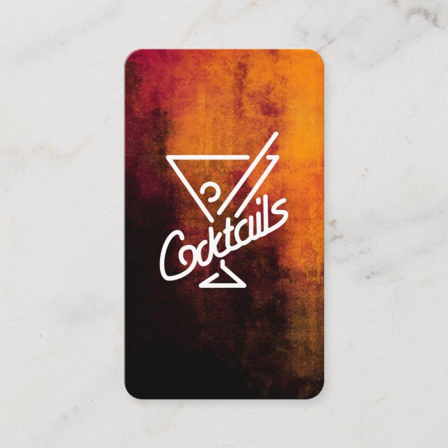 Carte De Visite Cocktails Martini | Texture noire orange (Devant)