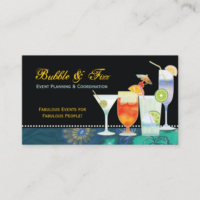 Carte De Visite Cocktails tropicaux Planificateur d'événements (Devant)