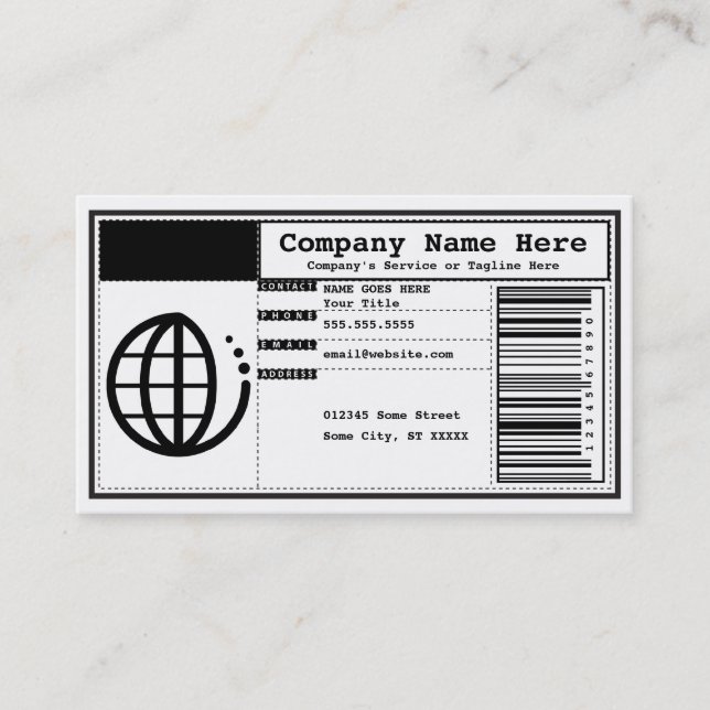 Carte De Visite code-barres (Devant)