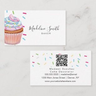 Carte De Visite Code-barres du bar à cupcakes arc-en-ciel de Sprin
