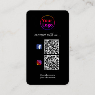 Carte De Visite CODE Black Modern Professional 2 QR