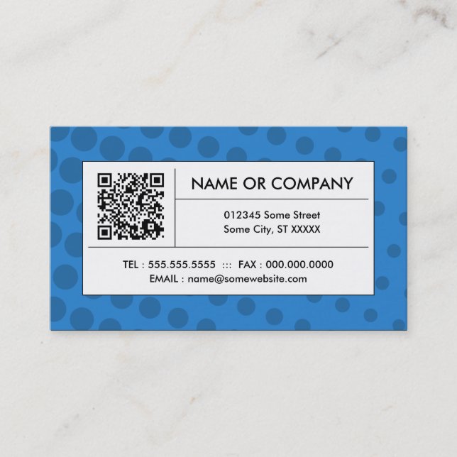 Carte De Visite code bleu de l'image tramée QR (Devant)