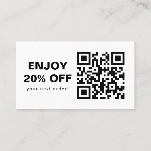 Carte De Visite Code d'escompte noir et blanc du code QR (Devant)