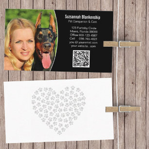 Carte De Visite Code et photographie de Pet Care Black White Custo
