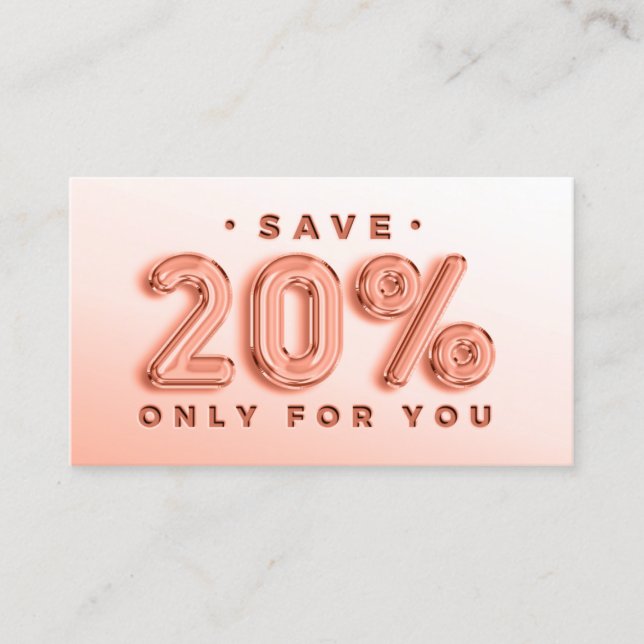 CARTE DE VISITE CODE QR 20%OFF DICOUNT PROMOTIONNEL INSÉRER BLUSH (Devant)