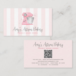 Carte De Visite Code QR à rayures mélangeur de boulangerie aquarel