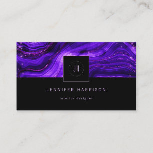 Carte De Visite Code QR Abstrait du logo Monogramme vert