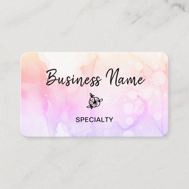 Carte De Visite *~* Code QR Abstrait Ombre Pastel Peach Girly Logo (Devant)