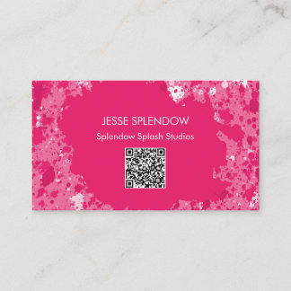 Carte De Visite Code QR Abstrait pour peintures artistiques roses 