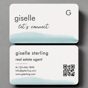 Carte De Visite Code QR aquarelle pour agent immobilier