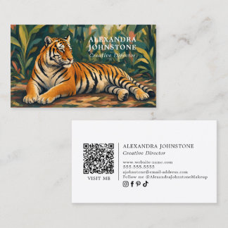 Carte De Visite Code QR Art Jungle au Tigre