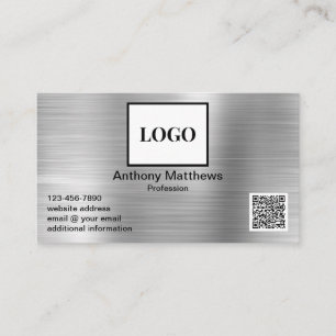 Carte De Visite Code QR avec logo ajouté professionnel Faux métal 