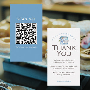 Carte De Visite Code QR Avis Mixeur Bleu Élégant