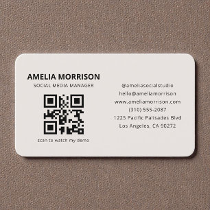 Carte De Visite Code QR Beige Neutre