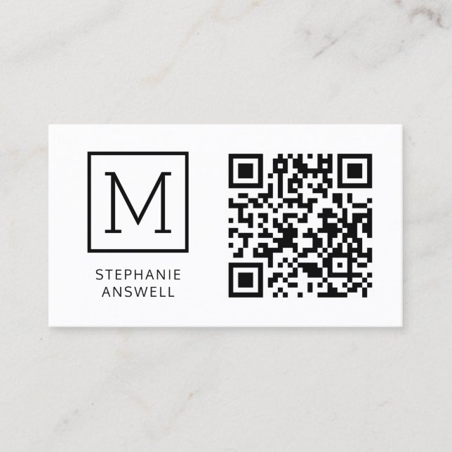 Carte De Visite Code QR blanc minimum logo professionnel (Devant)