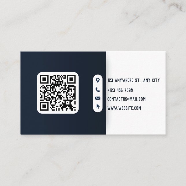 Carte De Visite Code QR bleu et blanc moderne (Devant)