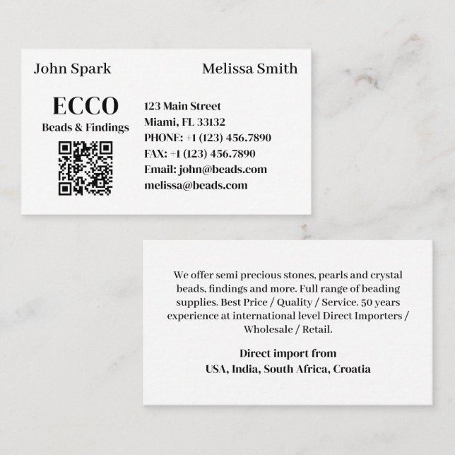 Carte De Visite Code QR Business Monogramme (Devant / Derrière)
