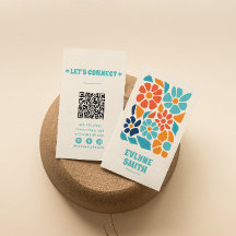Code QR coloré retro à la main Boho Floral