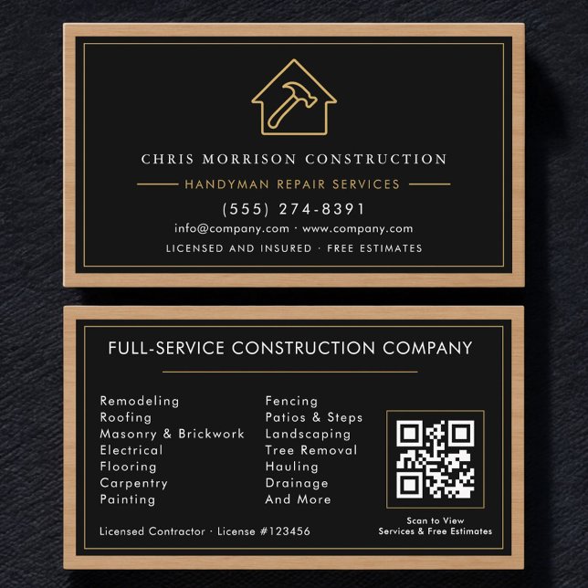 Carte De Visite Code QR Construction Bois Bricoleur (Créateur téléchargé)