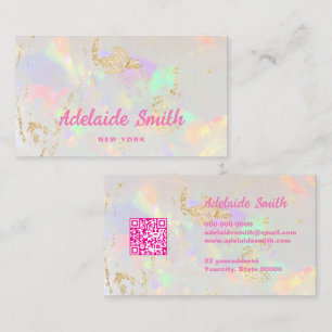Carte De Visite code QR couleurs pastel texture opale