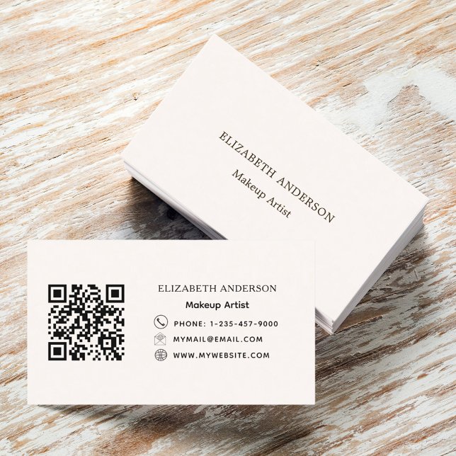 Carte De Visite Code qr crème beige (Créateur téléchargé)