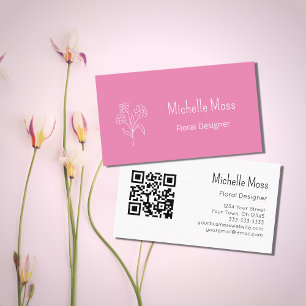 Carte De Visite Code QR Cute Daisy Design floral rose
