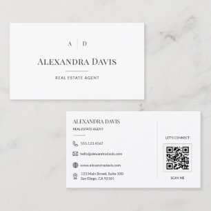 Carte De Visite Code QR d'agent immobilier minimal