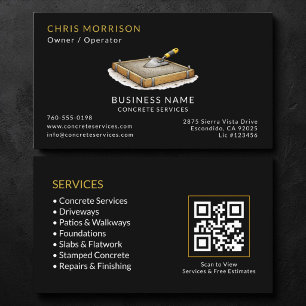Carte De Visite Code QR de Black Concrete Services