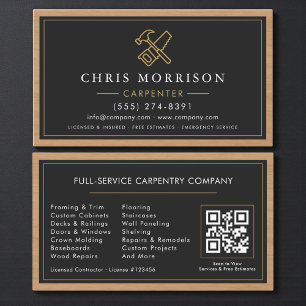 Carte De Visite Code QR de charpentier moderne