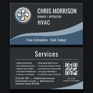 Carte De Visite Code QR de chauffage et de climatisation HVAC