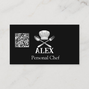 Carte De Visite Code QR de Chef Personnel Minimaliste Moderne Noir