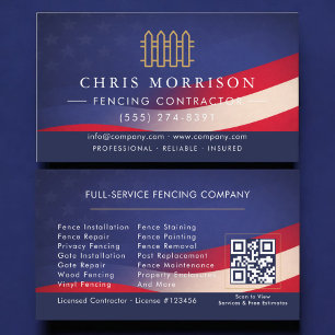 Carte De Visite Code QR de clôture résidentielle commerciale patri