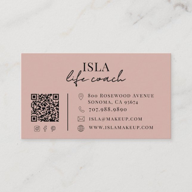 Carte De Visite Code QR de coach de vie moderne (Devant)