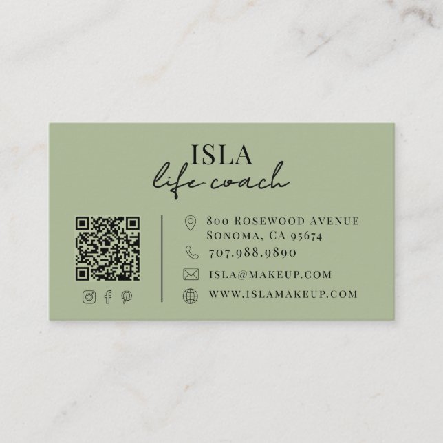 Carte De Visite Code QR de coach de vie moderne (Devant)
