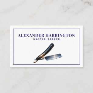 Carte De Visite Code QR de coiffeur barbier bleu