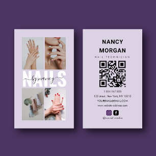 Carte De Visite Code QR de collage photo élégant pour technicien e