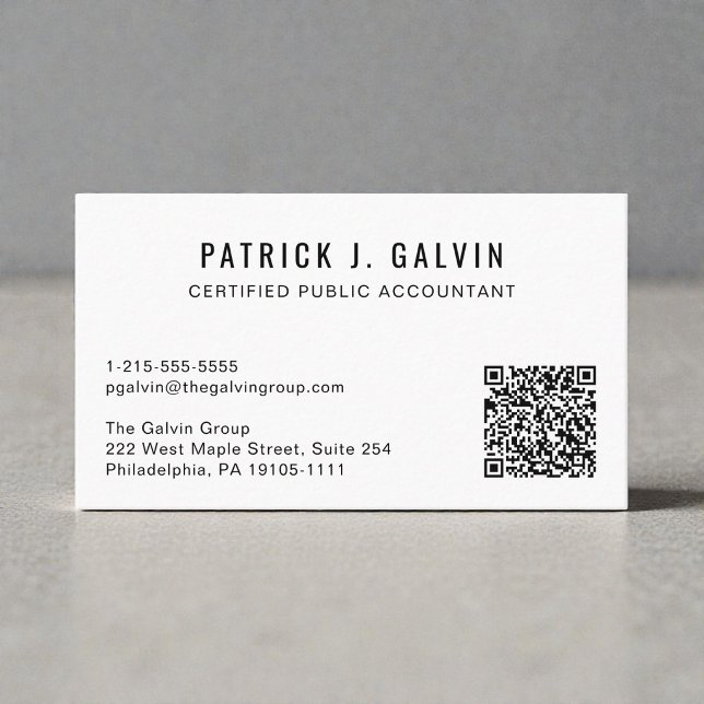 Carte De Visite Code QR de comptable CPA (CPA Accountant QR Code Business Card)