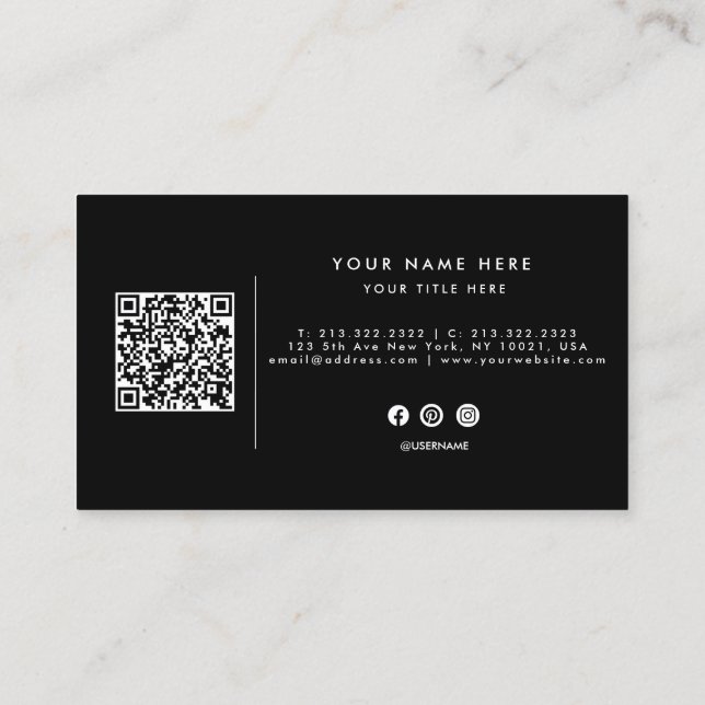 Carte De Visite Code QR de conception de logo professionnel (Dos)