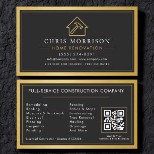 Carte De Visite Code QR de construction de bâtiment de luxe pour l