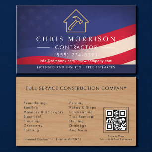 Carte De Visite Code QR de construction de bâtiment en bois patrio