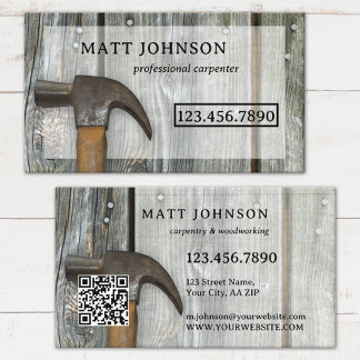 Carte De Visite Code QR de construction de menuisier professionnel