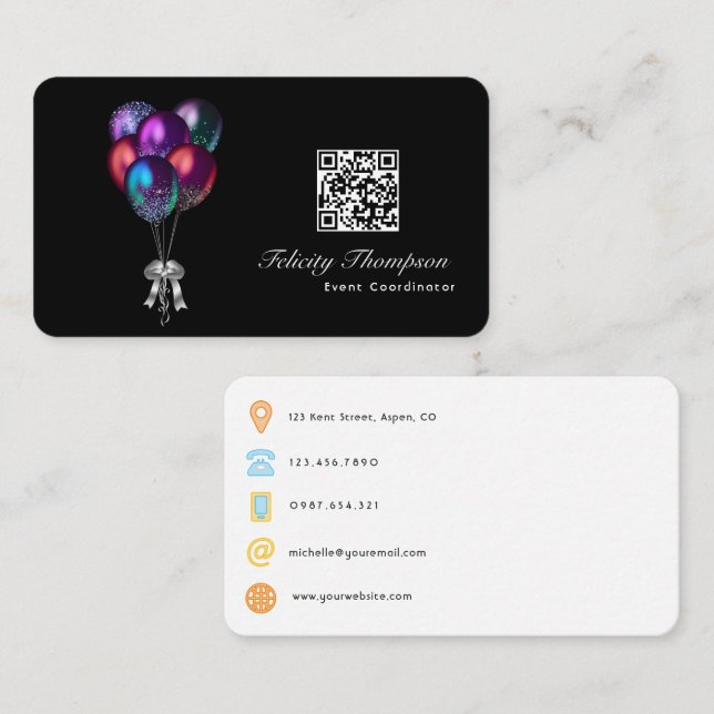 Carte De Visite Code QR de coordinateur d'événement (Devant / Derrière)