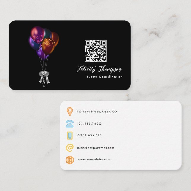 Carte De Visite Code QR de coordinateur d'événement (Devant / Derrière)
