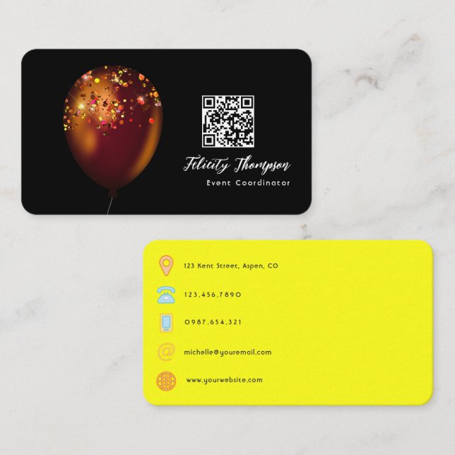 Carte De Visite Code QR de coordinateur d'événement (Devant / Derrière)