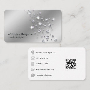 Carte De Visite Code QR de créateur de bijoux en diamant