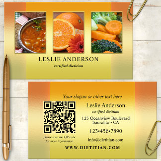 Carte De Visite Code QR de diététiste nutritionniste Or Gold Photo