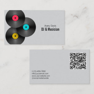 Carte De Visite Code QR de disque vinyle DJ Deejay Soirée Rétro